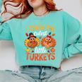 I Teach The Cutest Little Turkeys Teacher Thanksgiving Comfort Colors Sweatshirt Chalky Mint