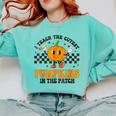 I Teach The Cutest Pumpkins In The Patch Groovy Teacher Fall Comfort Colors Sweatshirt Chalky Mint