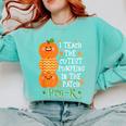 I Teach The Cutest Pumpkins In Patch Pre-K Halloween Teacher Comfort Colors Sweatshirt Chalky Mint