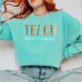 Teach Love Inspire Leopard Back To School Cute Teacher Men Women Girls Kids Comfort Colors Sweatshirt Chalky Mint