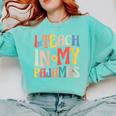 I Teach In My Pajamas Retro Groovy Teacher Humor Comfort Colors Sweatshirt Chalky Mint