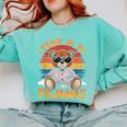 I Teach In My Pajamas Teacher Sunset Bear Retro Comfort Colors Sweatshirt Chalky Mint