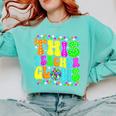 This Teacher 80s 90s Teachers's Day Glows Last Day Of School Comfort Colors Sweatshirt Chalky Mint