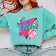 Teacher 90s Retro Colorful Teacher Of The 90s Back To School Comfort Colors Sweatshirt Chalky Mint Teacher 90s Retro Colorful Teacher Of The 90s Back To School Comfort Colors Sweatshirt Chalky Mint