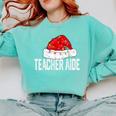 Teacher Aide Christmas Women Family Matching Group Xmas Comfort Colors Sweatshirt Chalky Mint