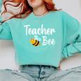 Teacher Bee Bumblebee Back To School Comfort Colors Sweatshirt Chalky Mint Teacher Bee Bumblebee Back To School Comfort Colors Sweatshirt Chalky Mint