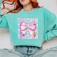 Teacher Bow Pencil Flowers Teacher Back To School Comfort Colors Sweatshirt Chalky Mint Teacher Bow Pencil Flowers Teacher Back To School Comfort Colors Sweatshirt Chalky Mint