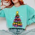 Teacher Crayon Christmas Tree Lights Student School Xmas Comfort Colors Sweatshirt Chalky Mint