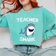 Teacher Shark Teaching Back To School Kindergarten Comfort Colors Sweatshirt Chalky Mint