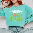 Teachers Love Brains Halloween Teacher Zombie Comfort Colors Sweatshirt Chalky Mint Teachers Love Brains Halloween Teacher Zombie Comfort Colors Sweatshirt Chalky Mint