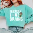 Teachers Love Brains Zombie Halloween Hilarious Comfort Colors Sweatshirt Chalky Mint Teachers Love Brains Zombie Halloween Hilarious Comfort Colors Sweatshirt Chalky Mint
