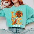 Thanksgiving Love Pre-K Teacher Turkey Autumn Fall For Men Women Girls Kids Comfort Colors Sweatshirt Chalky Mint