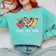 Tie Dye Hippie Peace Love Teach Teacher Appreciation Comfort Colors Sweatshirt Chalky Mint