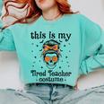 This Is My Tired Teacher Costume Skull Halloween Messy Bun Comfort Colors Sweatshirt Chalky Mint This Is My Tired Teacher Costume Skull Halloween Messy Bun Comfort Colors Sweatshirt Chalky Mint