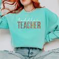 Toddler Teacher Leopard Appreciation For Women For Work Comfort Colors Sweatshirt Chalky Mint