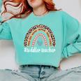 Toddler Teacher Rainbow Leopard Infant Teacher Men Women Comfort Colors Sweatshirt Chalky Mint