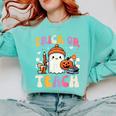 Trick Or Teach Ghost Teacher School Halloween Men Women Comfort Colors Sweatshirt Chalky Mint