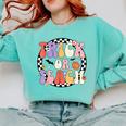 Trick Or Teach Retro Groovy Halloween Teacher Comfort Colors Sweatshirt Chalky Mint