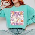 Trick Or Teach Retro Halloween Teacher Look Comfort Colors Sweatshirt Chalky Mint