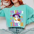 Trick Or Teach Teacher Ghost Teaching Fun Halloween Teacher Comfort Colors Sweatshirt Chalky Mint