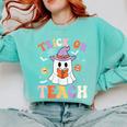 Trick Or Teach Teacher Groovy Ghost Halloween Teacher Comfort Colors Sweatshirt Chalky Mint Trick Or Teach Teacher Groovy Ghost Halloween Teacher Comfort Colors Sweatshirt Chalky Mint