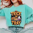 Trick Or Tray Halloween Cafeteria Teacher School Comfort Colors Sweatshirt Chalky Mint Trick Or Tray Halloween Cafeteria Teacher School Comfort Colors Sweatshirt Chalky Mint