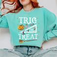 Trig Or Treat Shirt Halloween Math Teacher School College Men Women Kids Comfort Colors Sweatshirt Chalky Mint