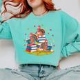 Turkey Reading Books Fall Season Thanksgiving Teacher Book Comfort Colors Sweatshirt Chalky Mint Turkey Reading Books Fall Season Thanksgiving Teacher Book Comfort Colors Sweatshirt Chalky Mint