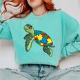Turtle Puzzle Pieces For Autism Awareness Kids Women Teacher Comfort Colors Sweatshirt Chalky Mint Turtle Puzzle Pieces For Autism Awareness Kids Women Teacher Comfort Colors Sweatshirt Chalky Mint
