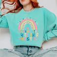 Twinning With My Teacher Bestie Rainbow Matching Teachers Comfort Colors Sweatshirt Chalky Mint