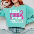 I Wear Pink For My Teacher Breast Cancer Awareness Comfort Colors Sweatshirt Chalky Mint I Wear Pink For My Teacher Breast Cancer Awareness Comfort Colors Sweatshirt Chalky Mint