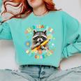 Weird Teachers Build Character Raccoon Colourful Floral Comfort Colors Sweatshirt Chalky Mint
