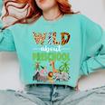 Wild About Preschool Teacher Student Preschool Zoo Safari Comfort Colors Sweatshirt Chalky Mint