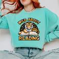 Wild About Reading Tiger For Teachers & Students Comfort Colors Sweatshirt Chalky Mint Wild About Reading Tiger For Teachers & Students Comfort Colors Sweatshirt Chalky Mint