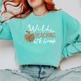 Wild About Teaching School Crew 4th Grade Teacher Squad Comfort Colors Sweatshirt Chalky Mint
