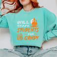 Will Trade Students For Candy Halloween Costume Teacher Comfort Colors Sweatshirt Chalky Mint Will Trade Students For Candy Halloween Costume Teacher Comfort Colors Sweatshirt Chalky Mint