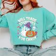 Will Trade Students For Candy Halloween Teacher Comfort Colors Sweatshirt Chalky Mint