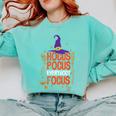 Witchy Halloween Hocus Pocus Everybody Focus Teacher Pumpkin Comfort Colors Sweatshirt Chalky Mint