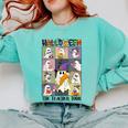 Women Halloween The Teacher Tour Ghosts Pencil Pumpkins Comfort Colors Sweatshirt Chalky Mint Women Halloween The Teacher Tour Ghosts Pencil Pumpkins Comfort Colors Sweatshirt Chalky Mint