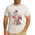 Book Lover Cute Flamingo Reading Teacher Librarian Women Men's Casual T-Shirt White