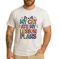 My Cat Ate My Lesson Plans Teacher Cat Humor Men's Casual T-Shirt White