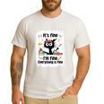 Cat It's Fine I'm Fine Everything Is Fine Teacher Life Men's Casual T-Shirt White
