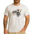 Cut Music Teacher Shirt With a Piano Keys Notes And Flowers Men's Casual T-Shirt White Cut Music Teacher Shirt With a Piano Keys Notes And Flowers Men's Casual T-Shirt White