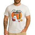 Fall Book Pumpkin Books Ghost Reading Halloween Teacher Men's Casual T-Shirt White Fall Book Pumpkin Books Ghost Reading Halloween Teacher Men's Casual T-Shirt White