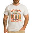 Fall In Love With Learning Book Lover Autumn Pumpkin Teacher Men's Casual T-Shirt White