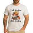 Fall In Love With Reading Book Autumn Teachers Pumpkins Men's Casual T-Shirt White Fall In Love With Reading Book Autumn Teachers Pumpkins Men's Casual T-Shirt White