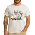 Floral Beakers Chemistry Lab Teacher Men's Casual T-Shirt White Floral Beakers Chemistry Lab Teacher Men's Casual T-Shirt White
