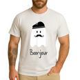 French Teacher Halloween Bonjour Ghost Men's Casual T-Shirt White French Teacher Halloween Bonjour Ghost Men's Casual T-Shirt White
