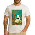 Groovy Ghost Reading Book Cat Halloween Ghost Teacher Men's Casual T-Shirt White