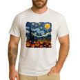 Halloween Pumpkin Starry Night Van Gogh Art Teacher Men's Casual T-Shirt White Halloween Pumpkin Starry Night Van Gogh Art Teacher Men's Casual T-Shirt White